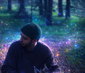 Person in a grounding outdoor setting